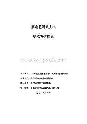 2018 年嘉定区区管路灯设施管理经费项目财政支出绩效评价报告.pdf