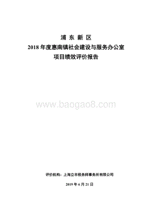 2018年度惠南镇社区建设与服务办公室项目绩效评价报告.docx