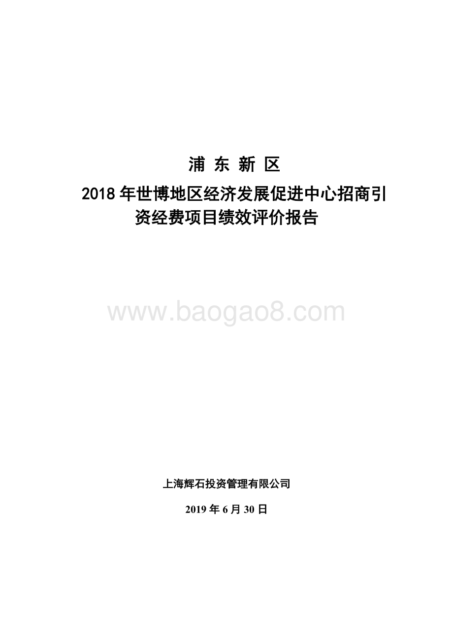2018年世博地区招商引资经费项目绩效评价报告.docx_第1页