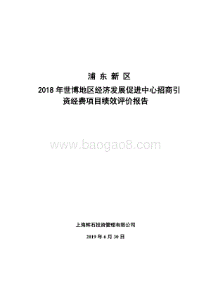 2018年世博地区招商引资经费项目绩效评价报告.docx