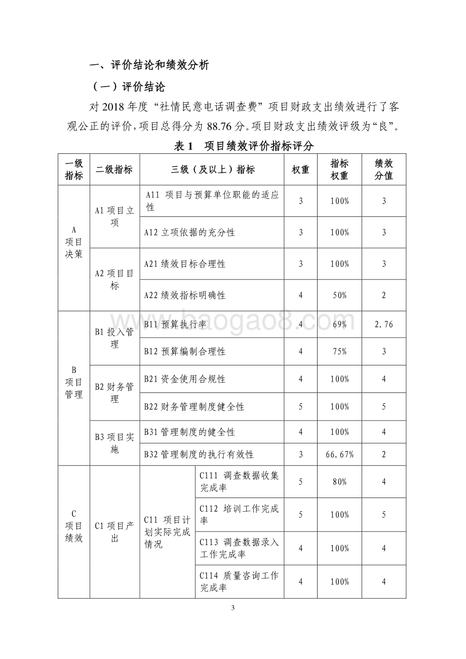 2018 年社情民意电话调查费项目绩效评价报告.pdf_第3页