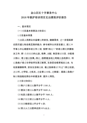 2018年救护培训项目支出绩效自评价报告.doc