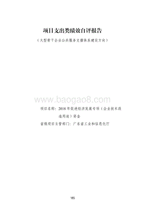 2018 年促进经济发展专项（企业技术改造用途）资金绩效自评报告（大型骨干企业公共服务支撑体系建设方向）.pdf