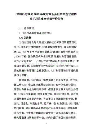 2018年度财政业务应用系统软硬件维护项目支出绩效自评价报告（金山）.doc