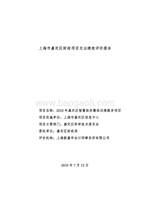 2018 年嘉定区智慧政务整体运维服务项目财政支出绩效评价报告.pdf