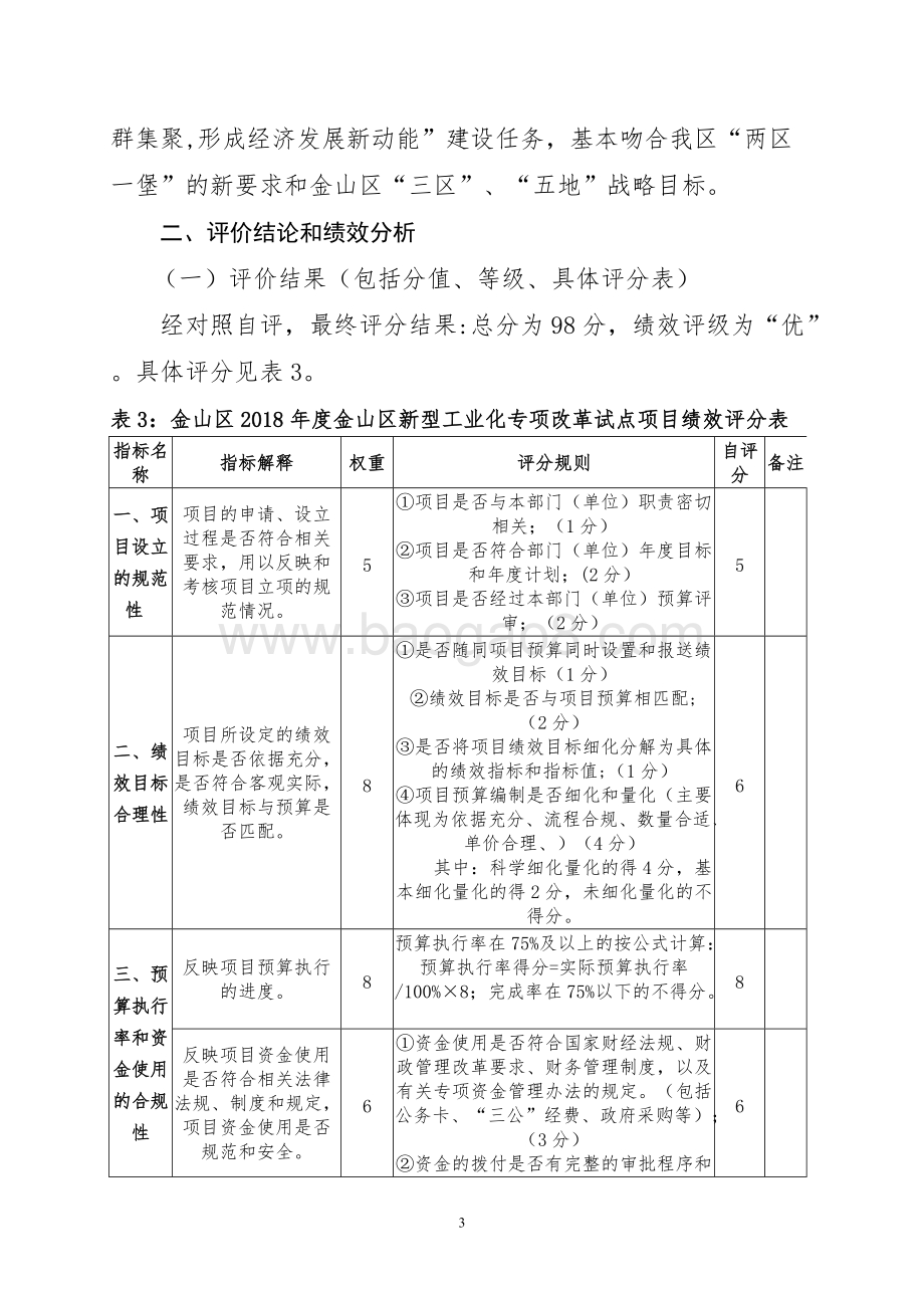 2018年度金山区新型工业化专项改革试点项目绩效自评价报告.doc_第3页