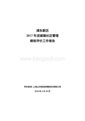 2017年泥城镇社区管理绩效评价报告.docx