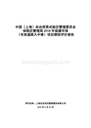 2018年规建环保（市政道路大中修）项目绩效评价报告.docx