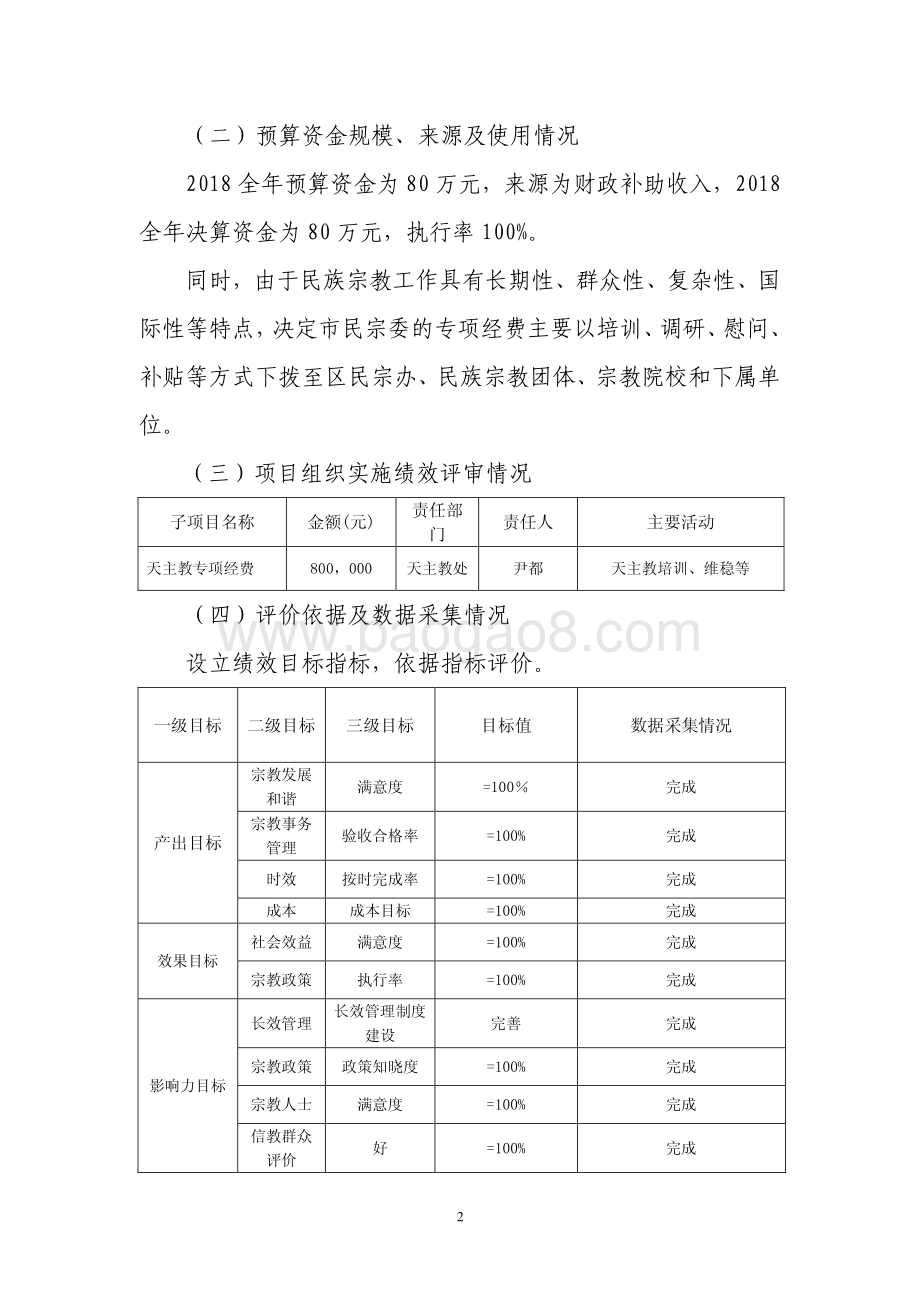 2018 年天主教专项经费绩效评价报告.pdf_第2页