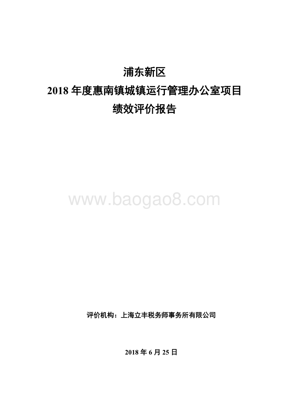 2018年度浦东新区惠南镇城镇运行管理办公室项目绩效评价报告.docx_第1页