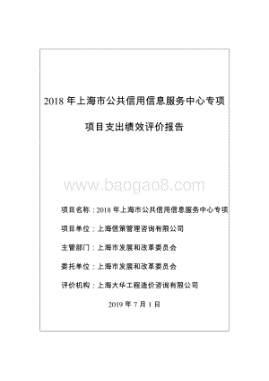 2018 年上海市公共信用信息服务中心专项绩效评价报告.pdf