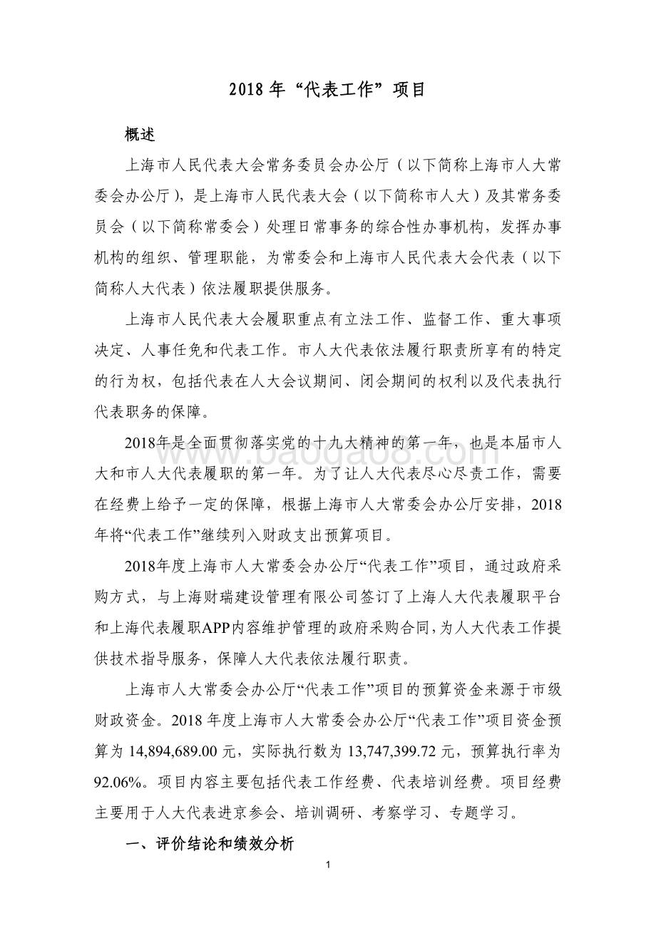 2018 年“代表工作”项目绩效评价报告.pdf_第2页