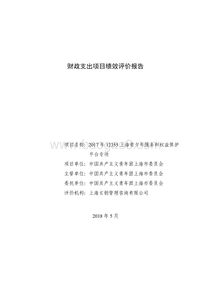 2017 年 12355 上海青少年服务和权益保护平台专项绩效评价报告.pdf
