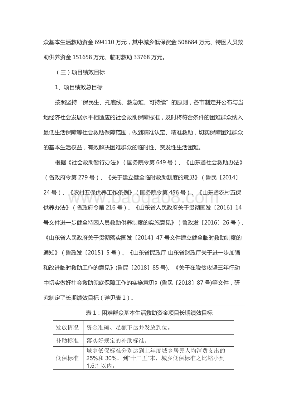 2018年度困难群众基本生活救助资金绩效评价报告（山东）.docx_第2页