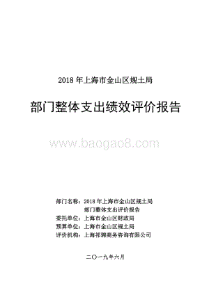 2018年上海市金山区规土局部门整体支出绩效评价报告.docx