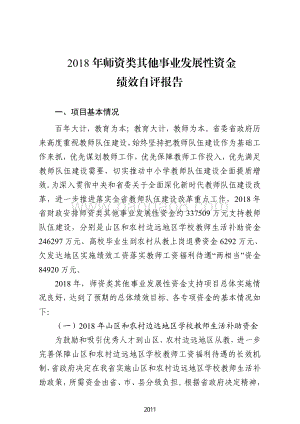 2018 年师资类其他事业发展性资金绩效自评报告.pdf