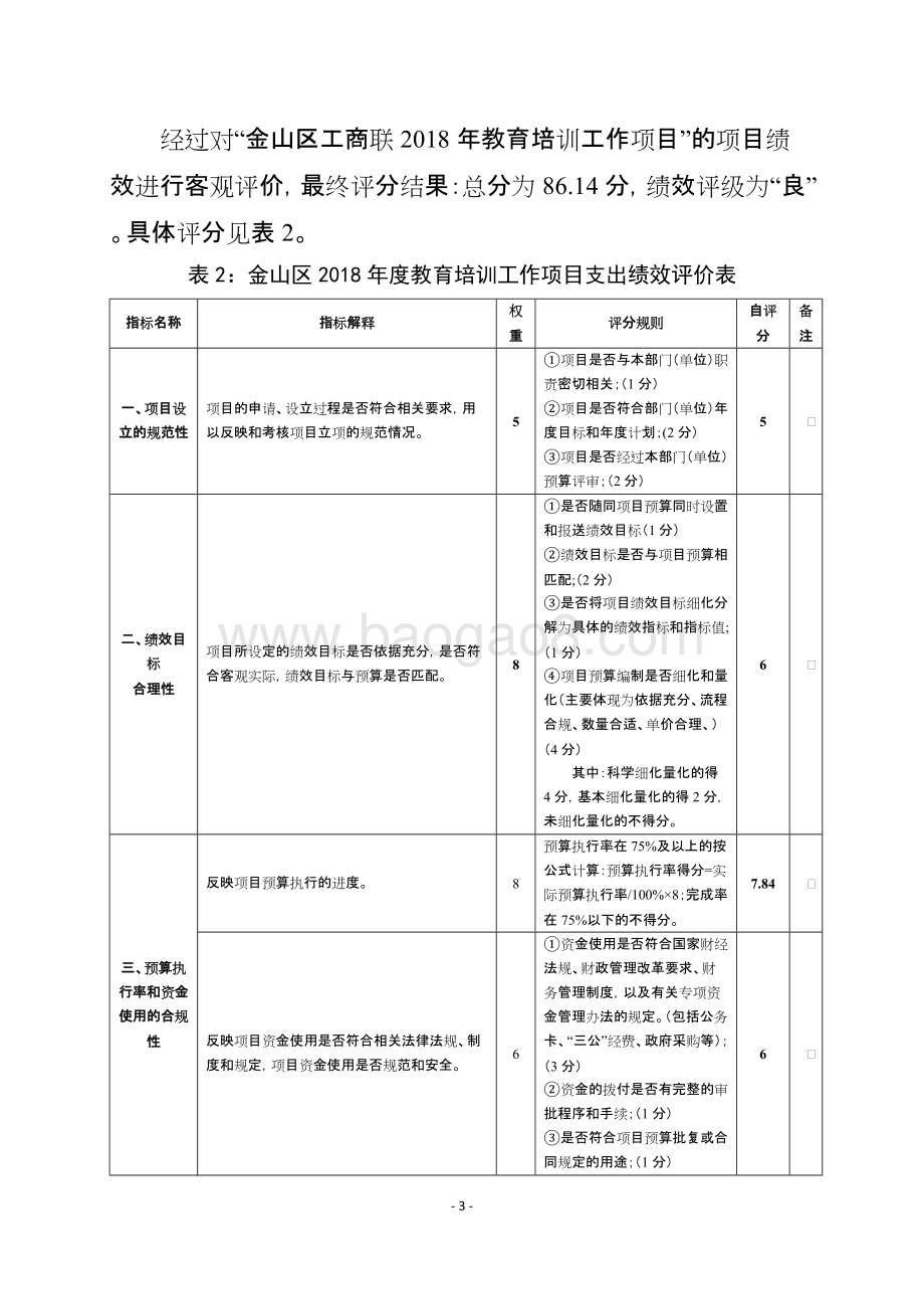 2018年度教育培训工作项目支出绩效自评价报告.doc_第3页