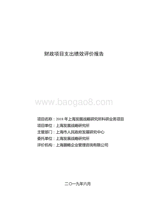 2018 年上海发展战略研究所科研业务项目绩效评价报告.pdf