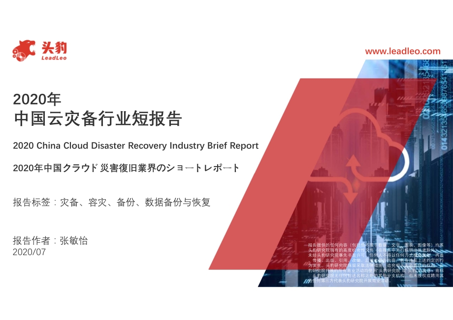 2020年中国云灾备行业短报告.pdf_第1页