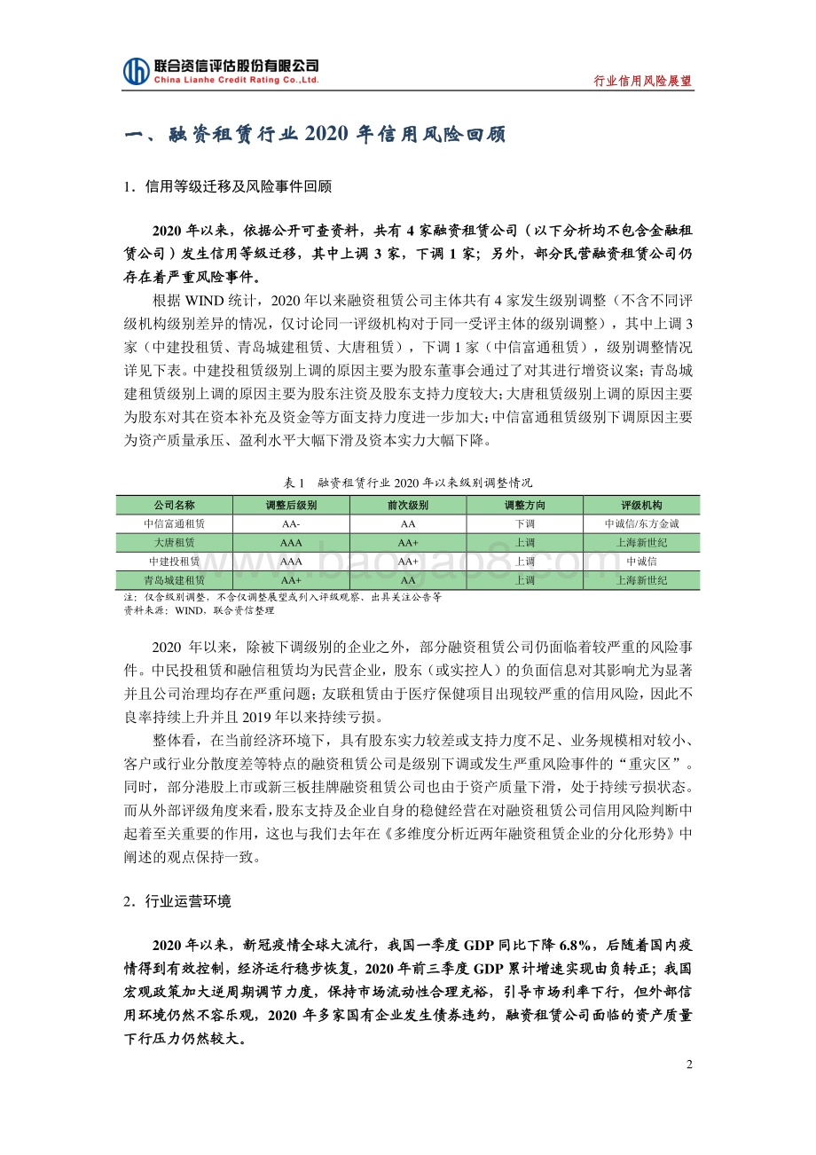 2021年中国融资租赁行业信用风险展望.pdf_第2页