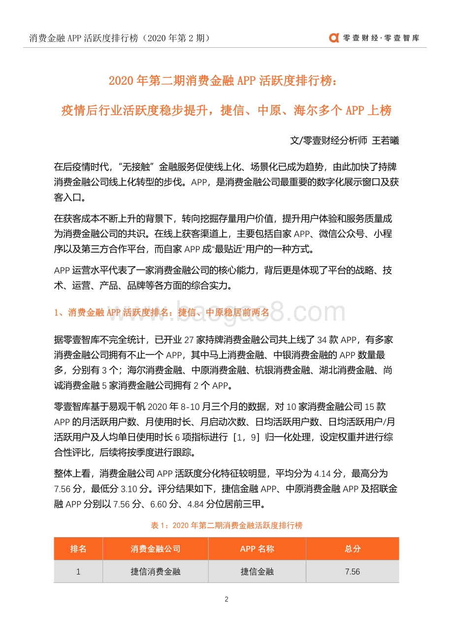 2020年第2期消费金融APP活跃度排行榜.pdf_第3页