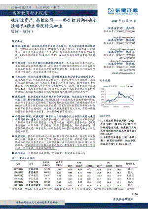 高等教育行业深度：确定性资产：高教公司——整合红利期 确定性增长 独立学院转设加速.pdf
