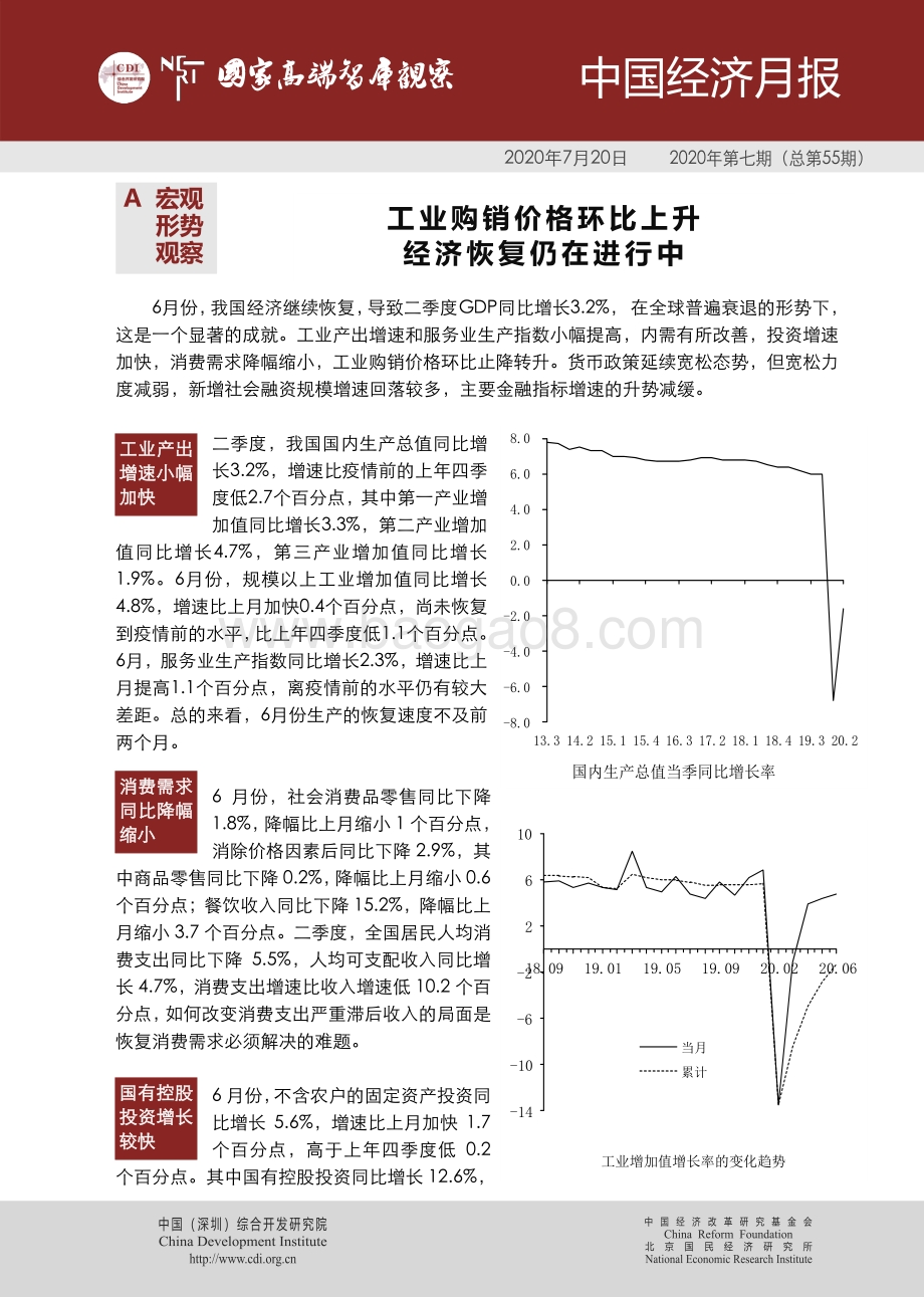 2020年第七期中国经济月报.pdf_第1页
