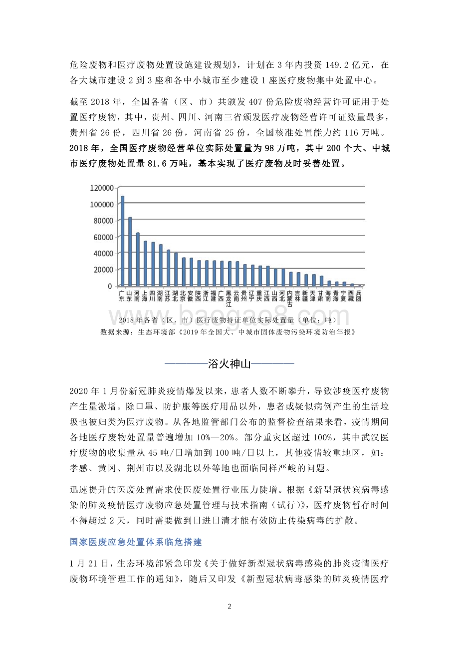 浴火重生：新冠肺炎疫情下医废处置行业的担当与谋变.pdf_第2页
