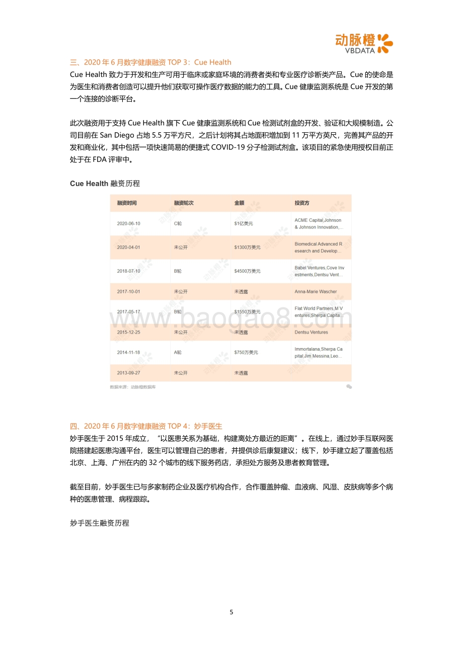 2020年6月全球数字健康投融资月报.pdf_第5页