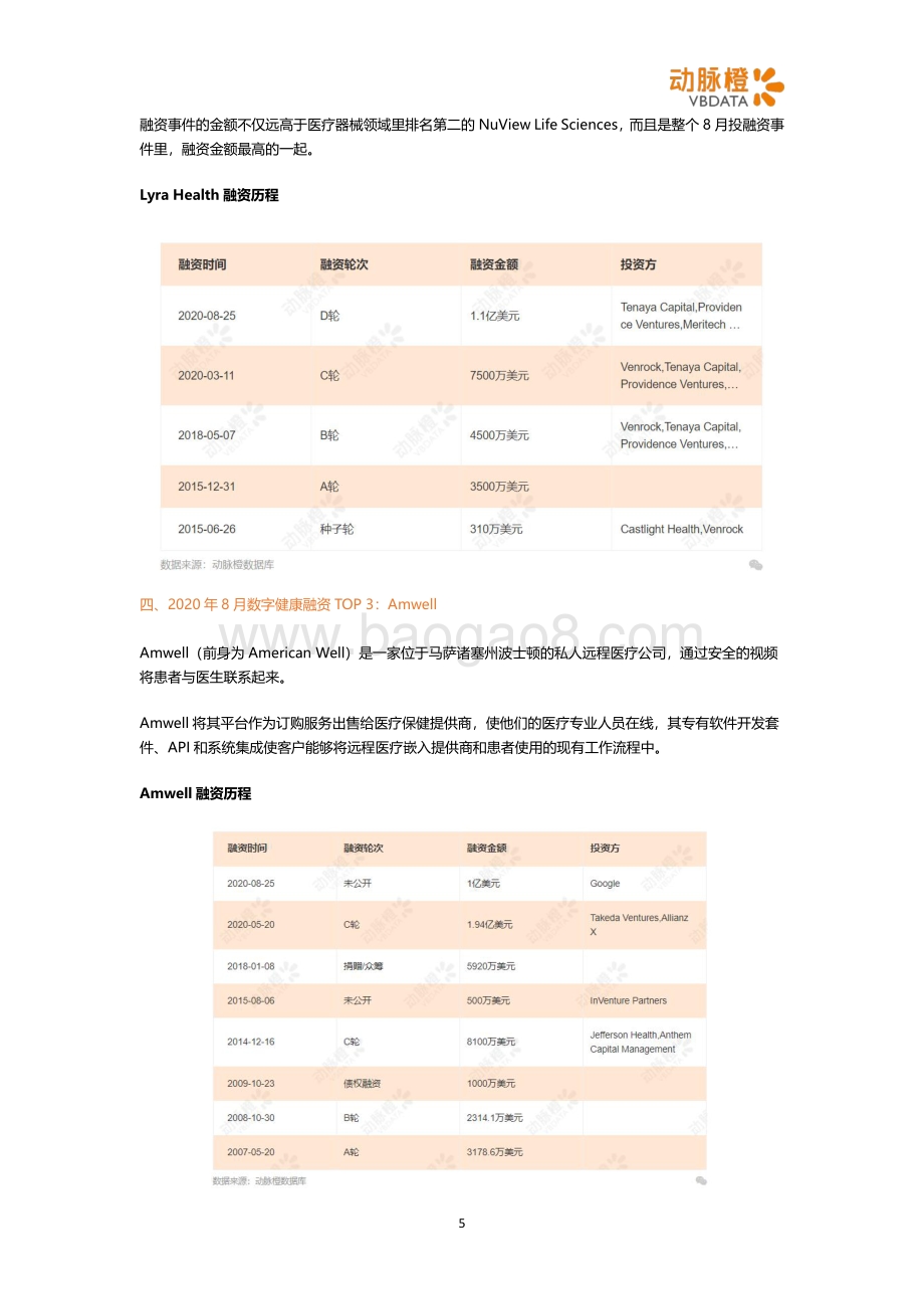 2020年8月全球数字健康投融资月报.pdf_第5页