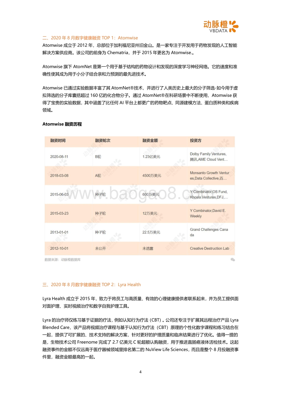 2020年8月全球医疗健康投融资月报.pdf_第4页