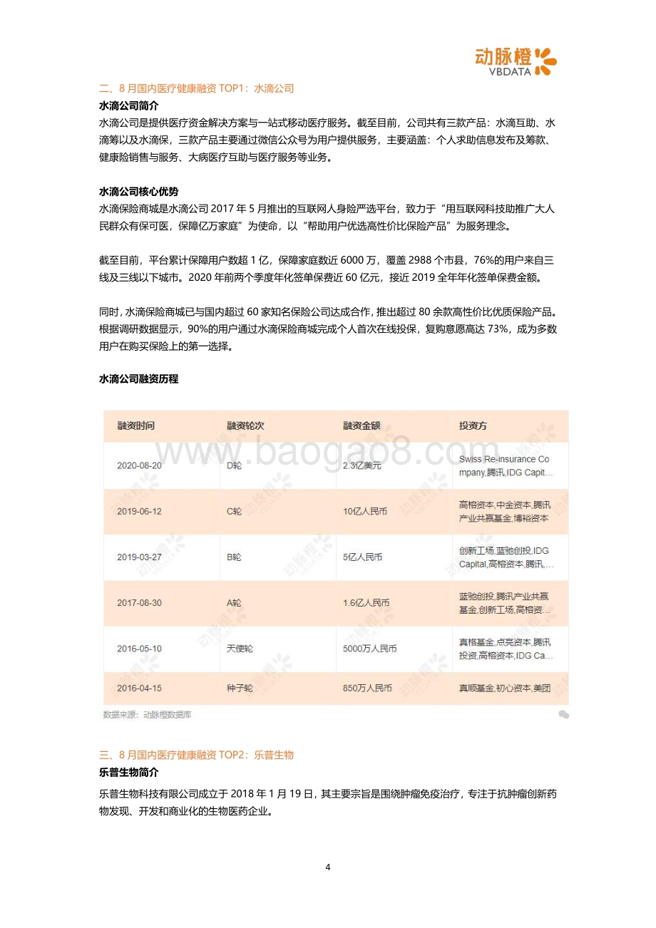 2020年8月国内医疗健康投融资月报.pdf_第4页