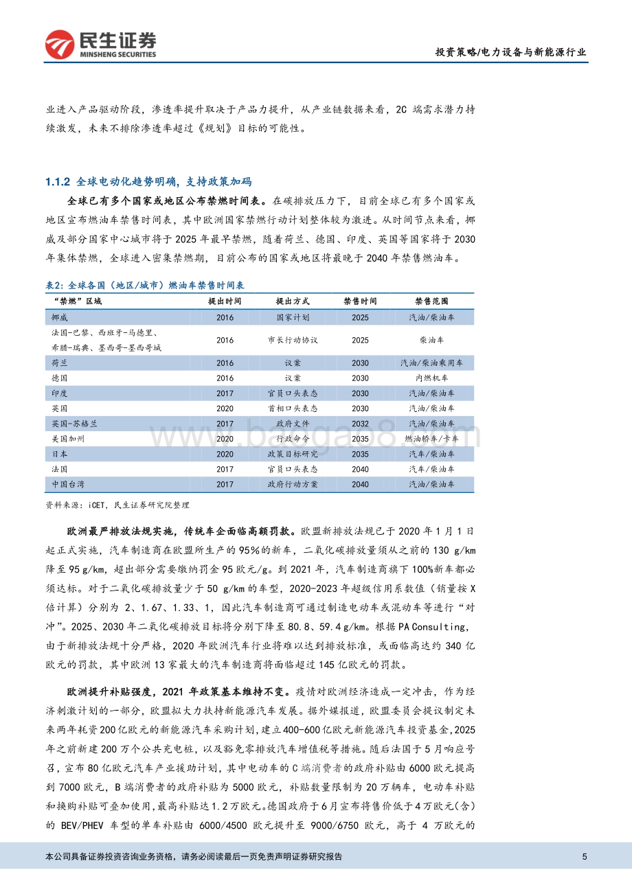 新能源行业2021年投资策略：全球电动化进程加速拥抱风光平价大时代.pdf_第5页