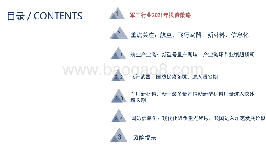 国防军工行业2021年投资策略报告：军工迎来景气周期板块估值重构行情料将继续演绎.pdf_第2页