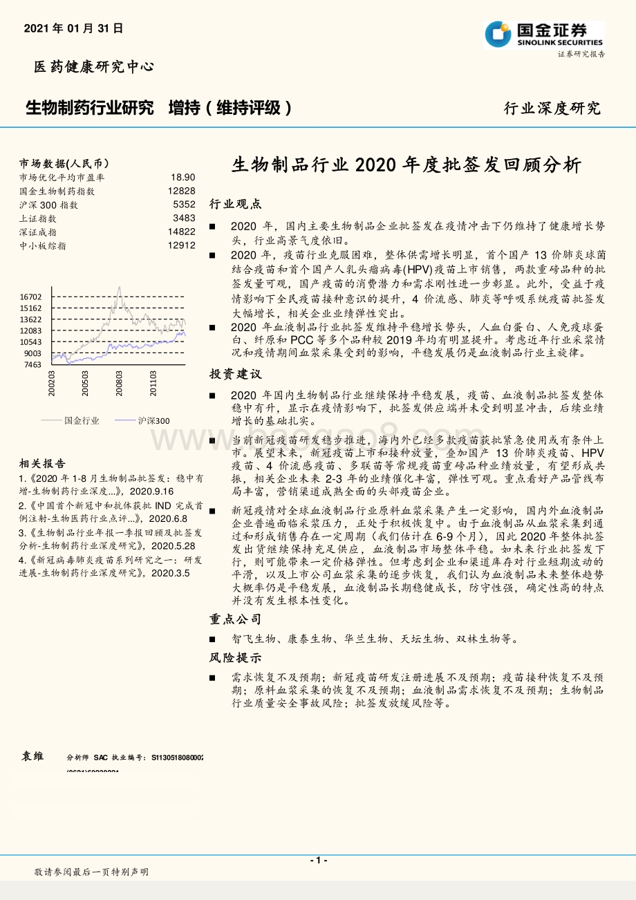 生物制品行业2020年度批签发回顾分析.pdf_第1页