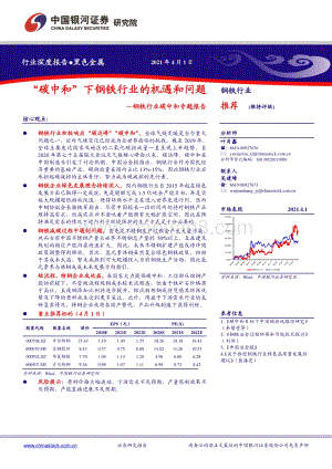 钢铁行业碳中和专题报告：“碳中和”下钢铁行业的机遇和问题.pdf