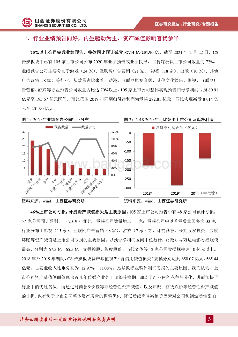 传媒行业2020年报业绩前瞻：业绩预告同比减亏板块分化聚焦复苏与增长确定性.pdf_第5页