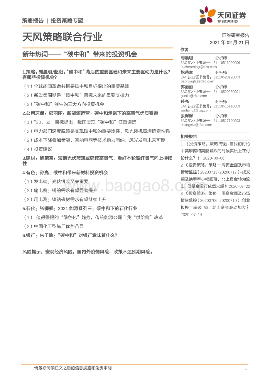 新年热词：“碳中和”带来的投资机会.pdf_第1页
