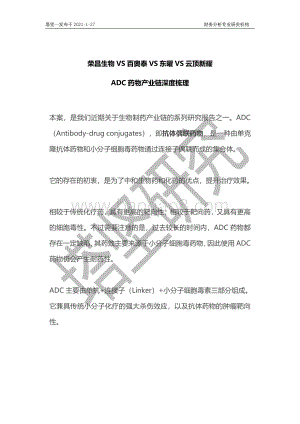 荣昌生物VS百奥泰VS东曜VS云顶新耀：ADC药物产业链深度梳理.pdf