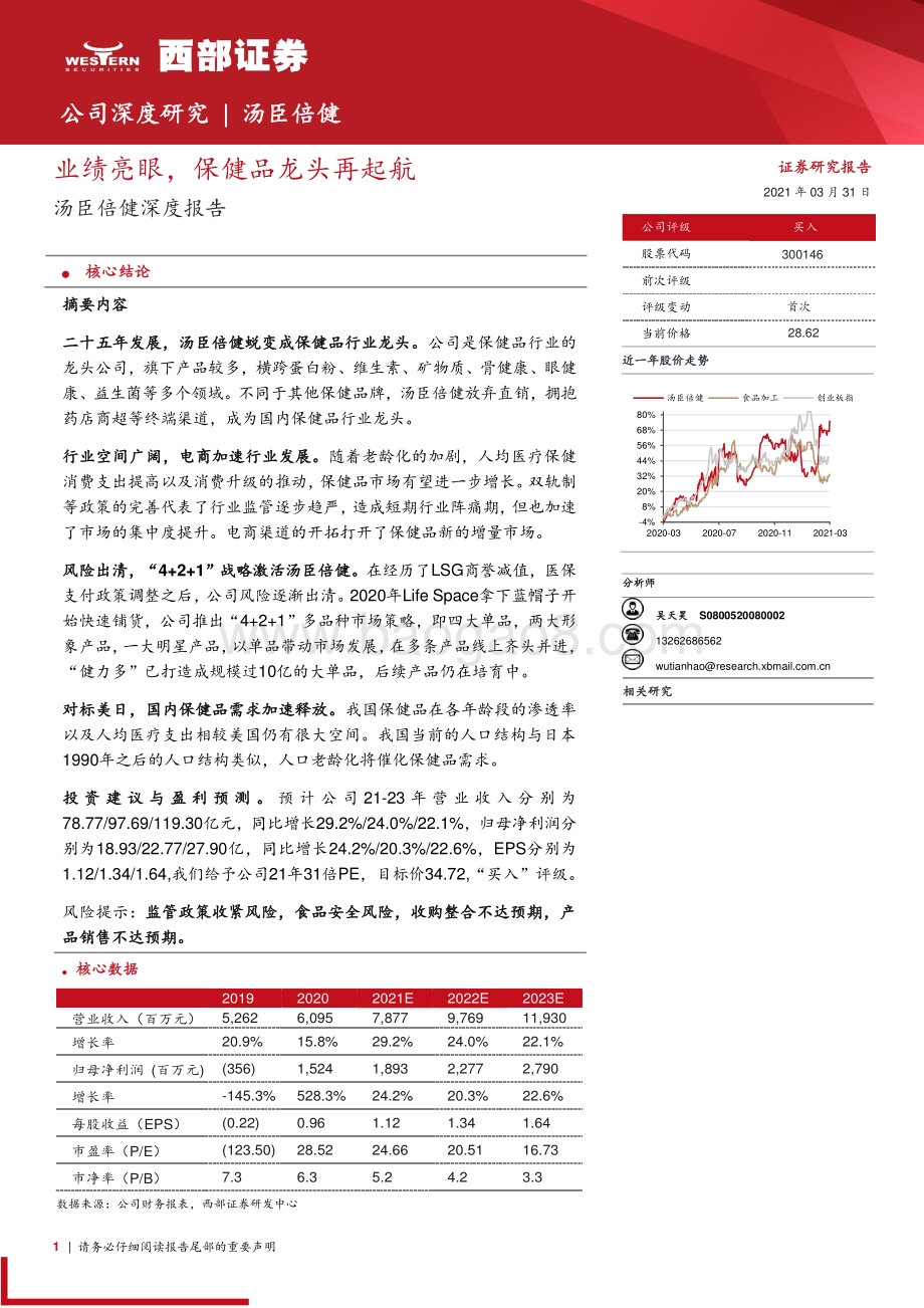 汤臣倍健深度报告：业绩亮眼保健品龙头再起航.pdf_第1页