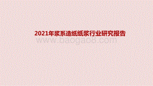 2021年浆系造纸纸浆行业研究报告.pptx