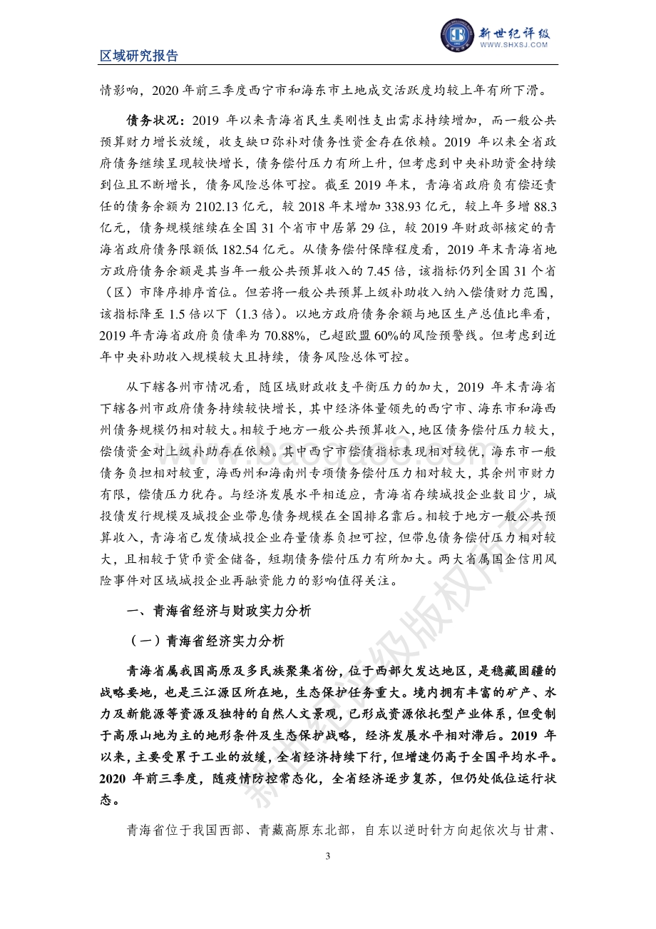 2020青海省及下辖各州市经济财政实力与债务研究.pdf_第3页