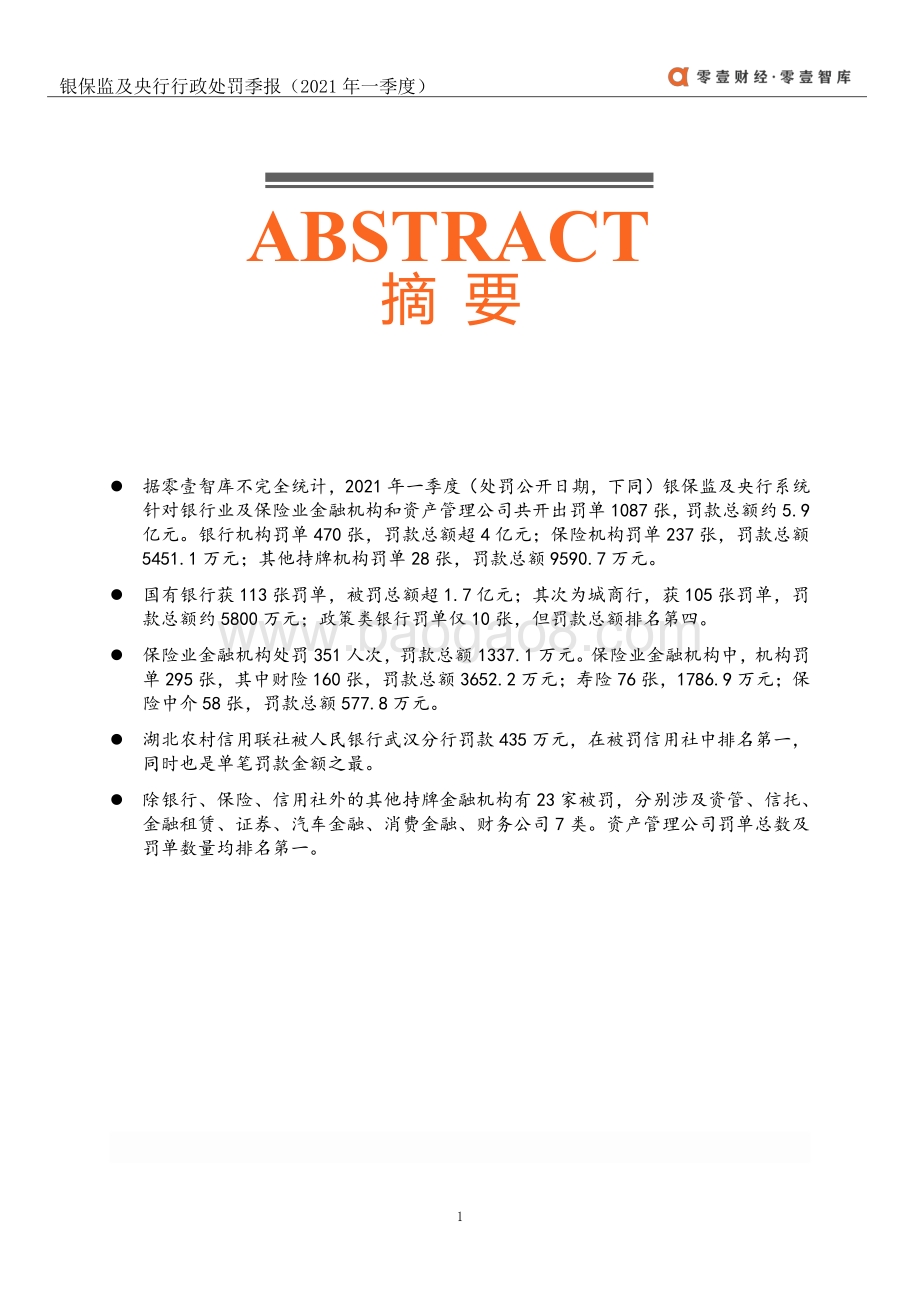 2021年一季度银保监及央行行政处罚季报.pdf_第2页