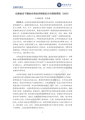 2020云南省及下辖各州市经济财政实力与债务研究.pdf