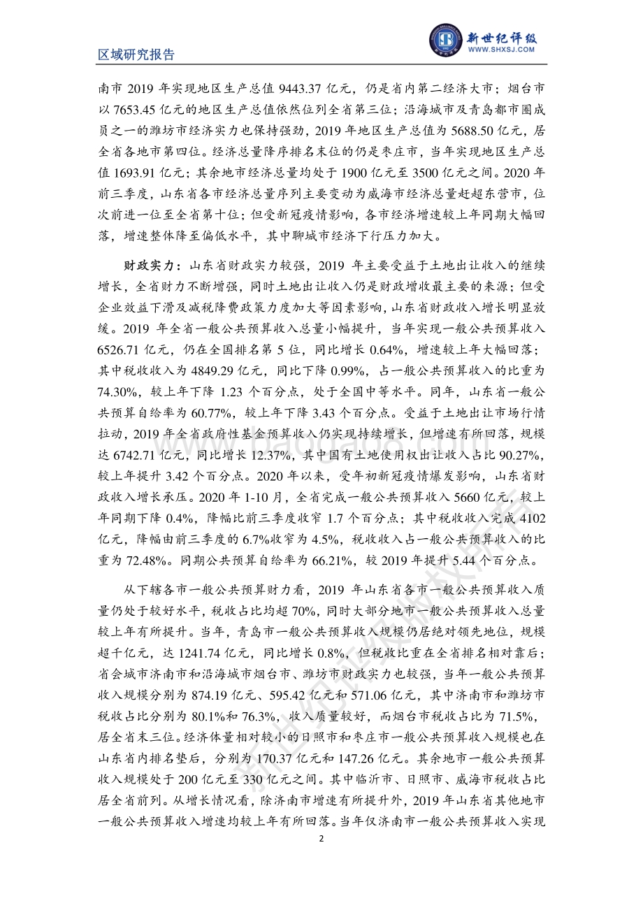 2020山东省及下辖各市经济财政实力与债务研究.pdf_第2页