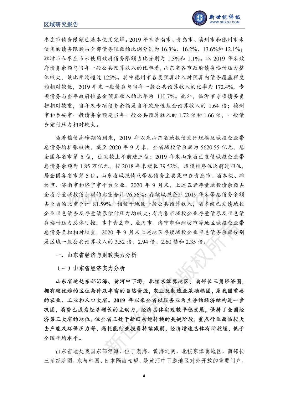 2020山东省及下辖各市经济财政实力与债务研究.pdf_第4页