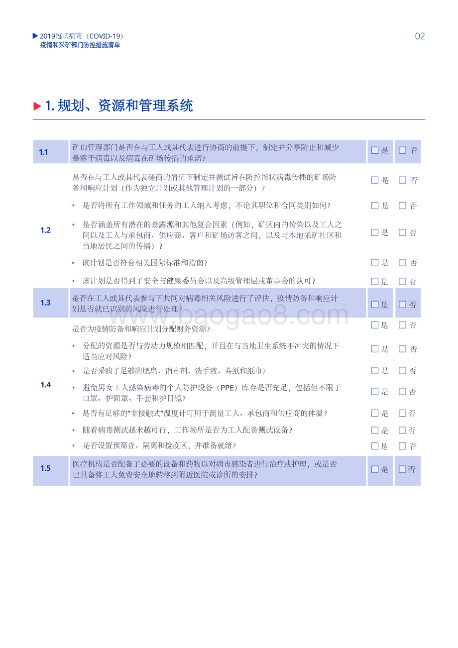 2019冠状病毒（COVID-19）疫情和采矿部门防控措施清单.pdf_第2页