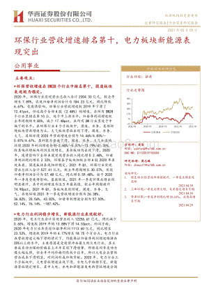 公用事业行业：环保行业营收增速排名第十电力板块新能源表现突出.pdf