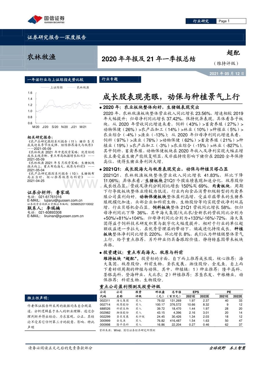 农林牧渔2020年年报及21年一季报总结.pdf_第1页