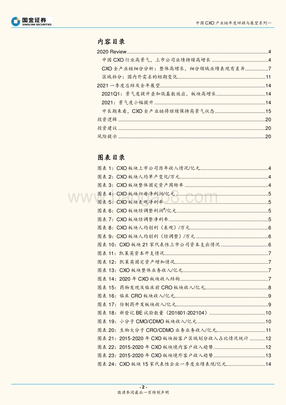 中国CXO产业链年度回顾与展望系列三：CXO板块2020回顾与2021展望.pdf_第2页